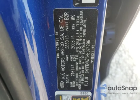 2017 Kia Forte Lx из США, поврежденный, VIN 3KPFK4A75HE074296